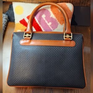 BALLY Italian Leather Multi-Pocket Handbag with B Logos